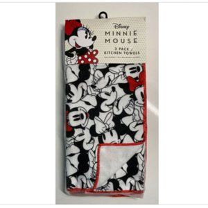 Disney Minnie Mouse Kitchen Towels 3 Pack White, Red & Black ,Super Absorbent